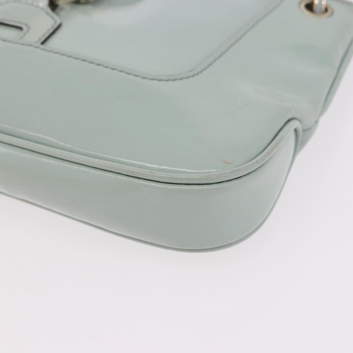 GUCCI Hand Bag Patent Leather Turquoise Blue Silver 005 0817 Auth 190897