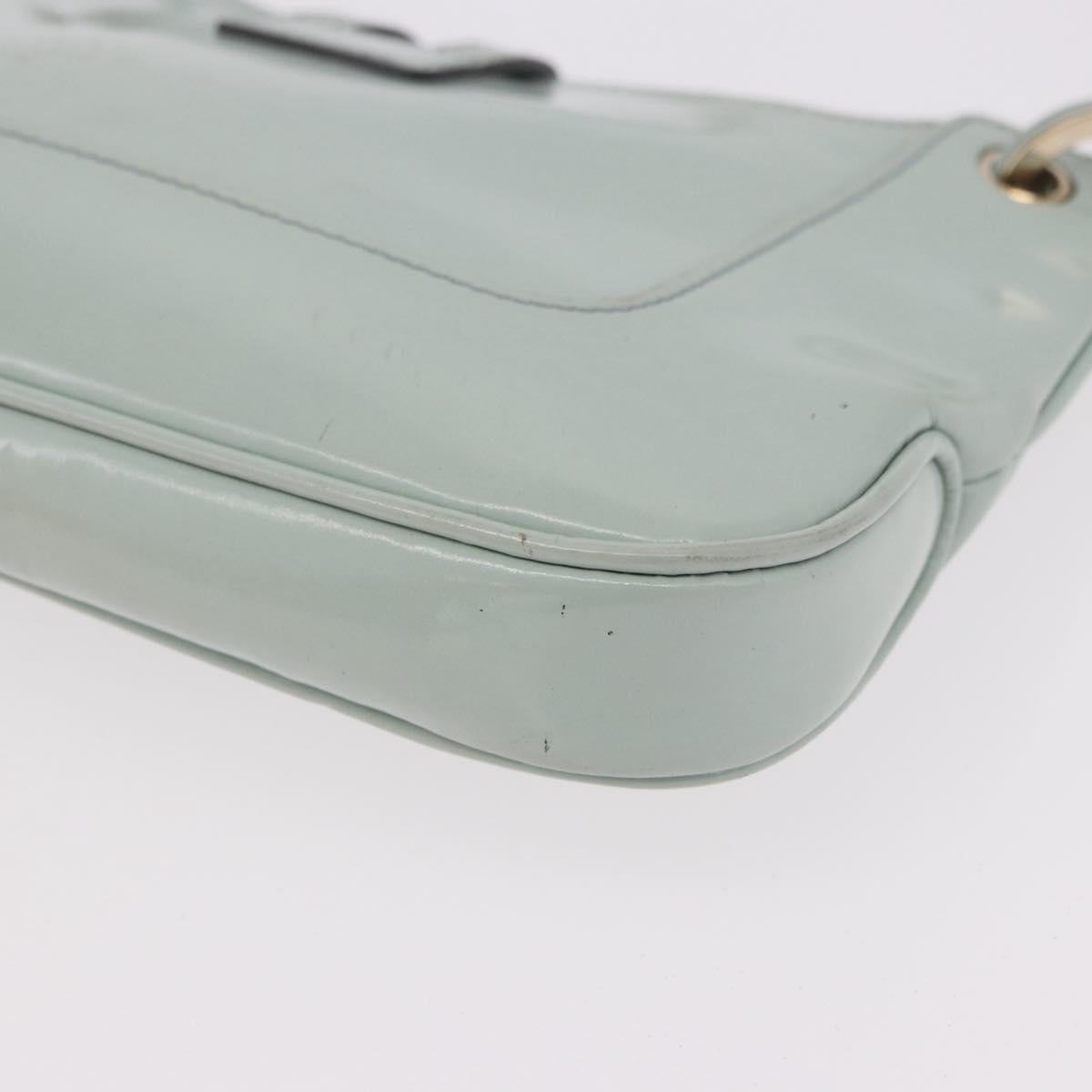 GUCCI Hand Bag Patent Leather Turquoise Blue Silver 005 0817 Auth 190897