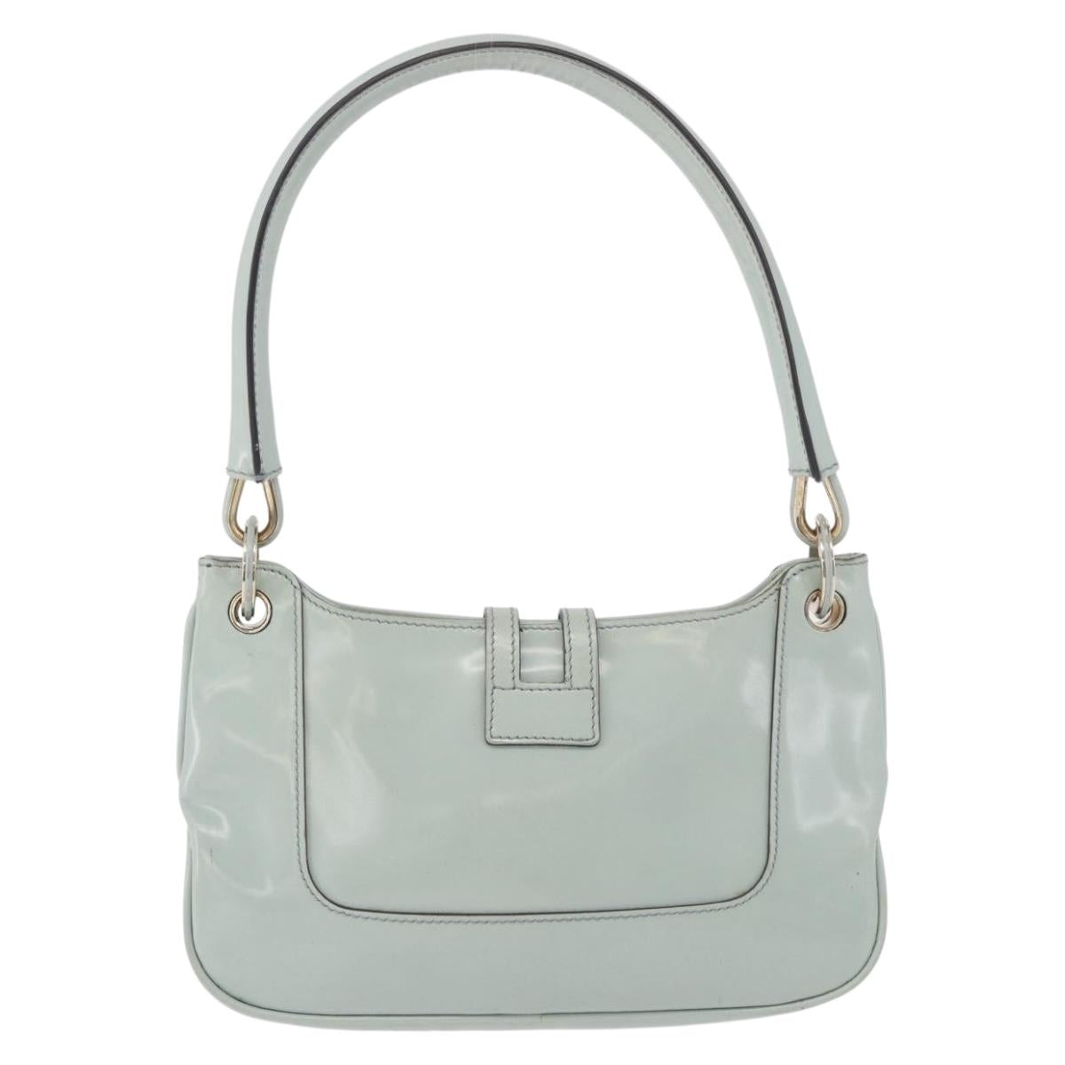 GUCCI Hand Bag Patent Leather Turquoise Blue Silver 005 0817 Auth 190897