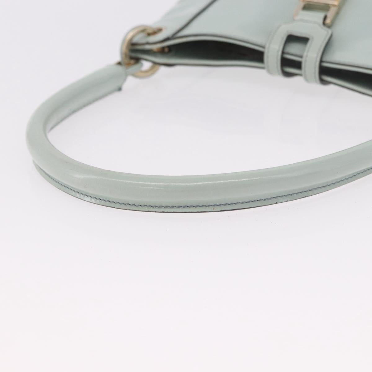 GUCCI Hand Bag Patent Leather Turquoise Blue Silver 005 0817 Auth 190897