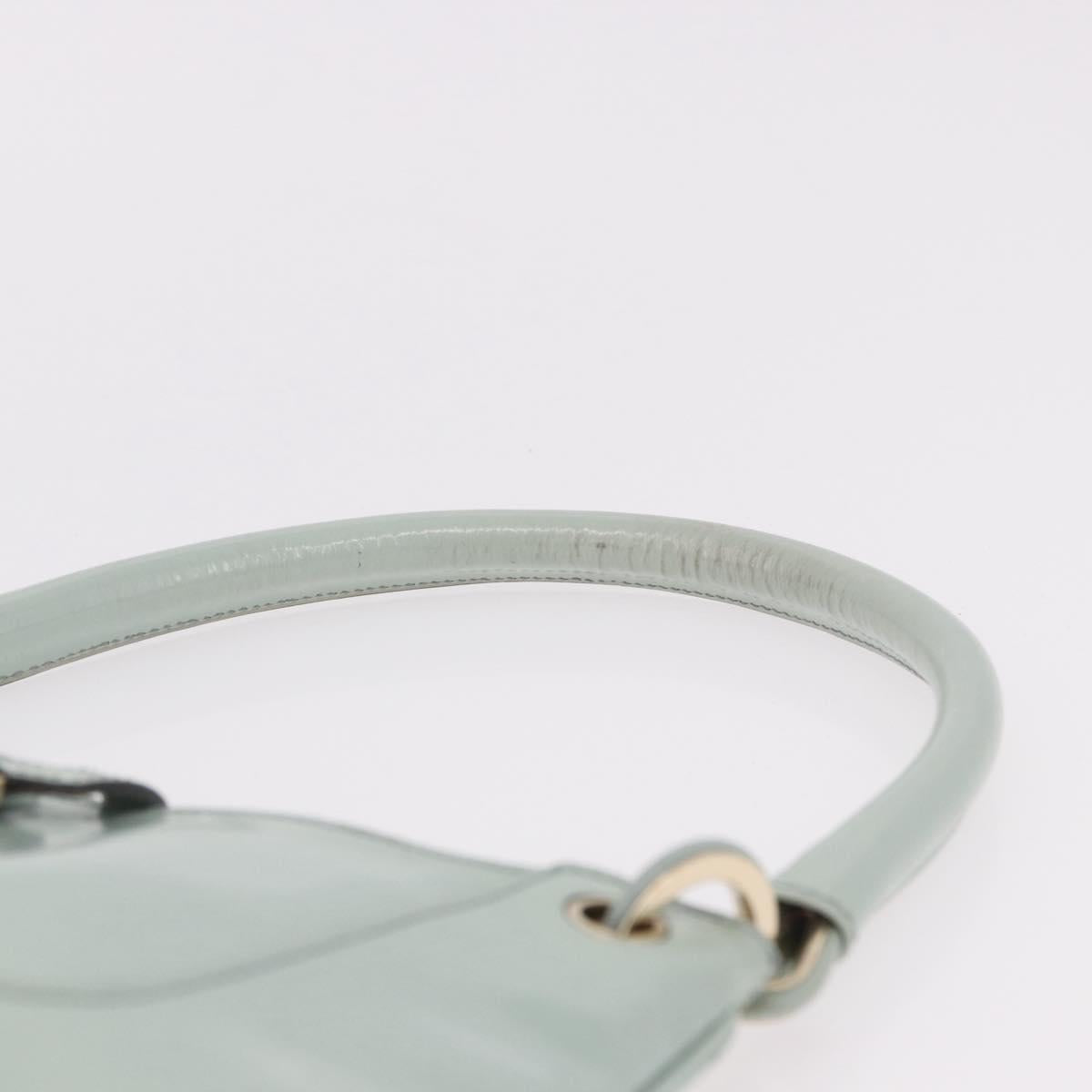 GUCCI Hand Bag Patent Leather Turquoise Blue Silver 005 0817 Auth 190897