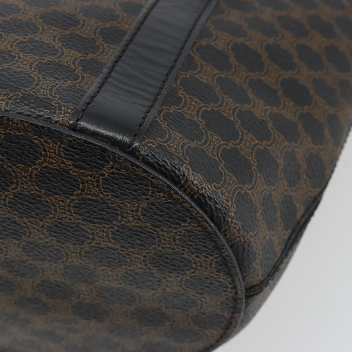 CELINE Macadam Canvas Shoulder Bag PVC Leather Black Gold Auth 190902A