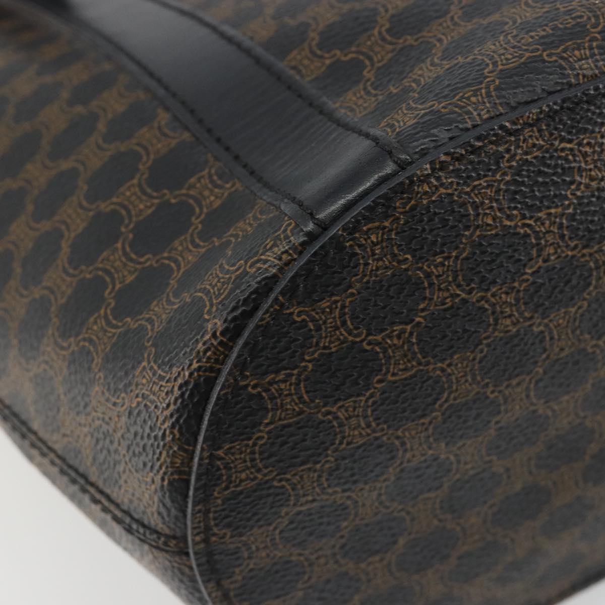 CELINE Macadam Canvas Shoulder Bag PVC Leather Black Gold Auth 190902A