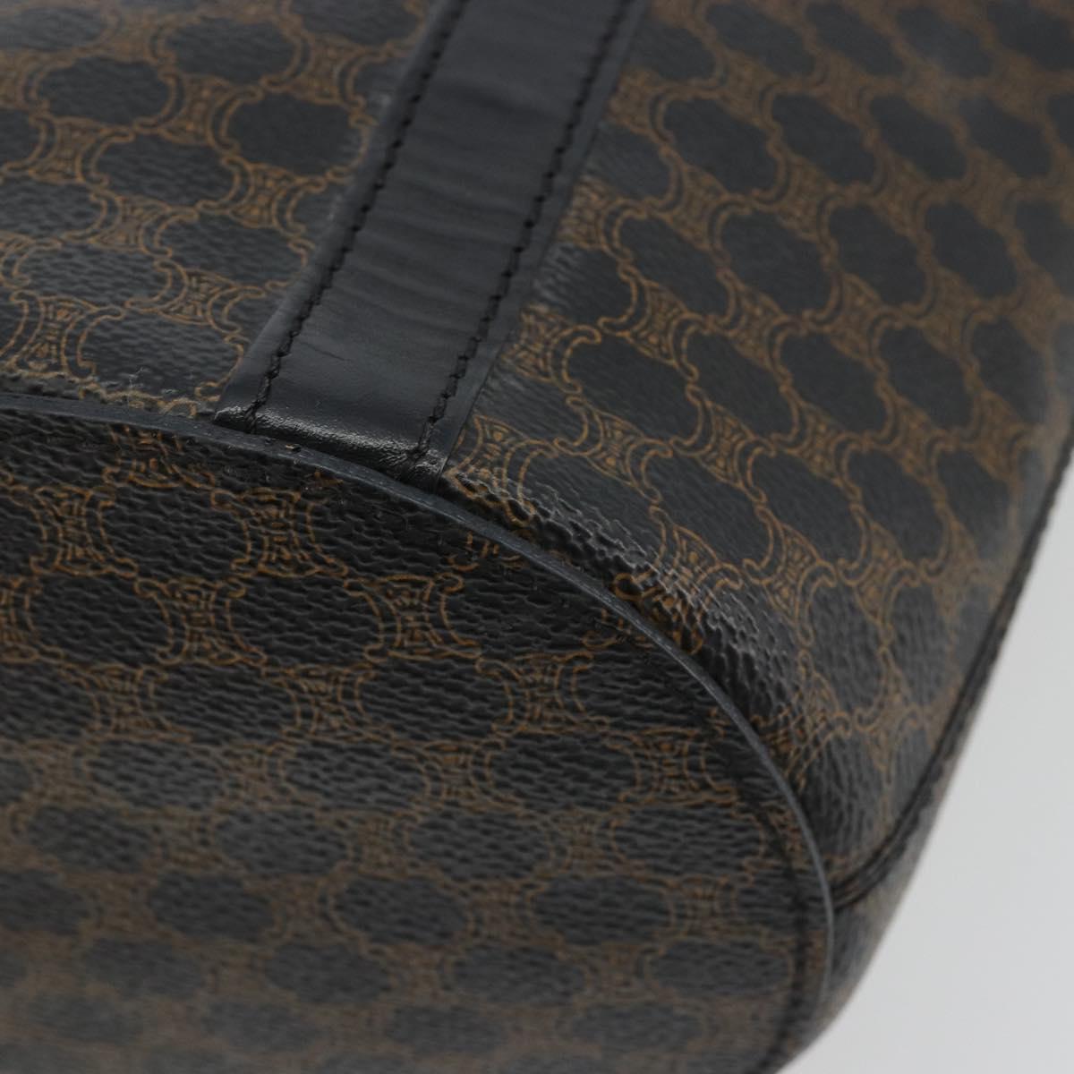 CELINE Macadam Canvas Shoulder Bag PVC Leather Black Gold Auth 190902A