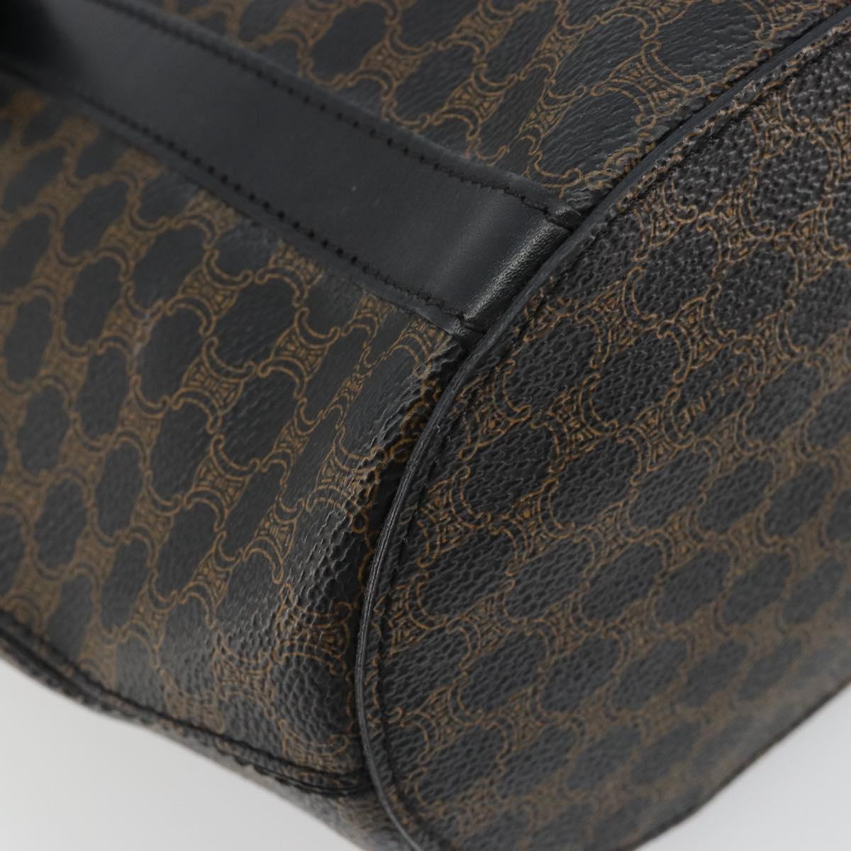 CELINE Macadam Canvas Shoulder Bag PVC Leather Black Gold Auth 190902A
