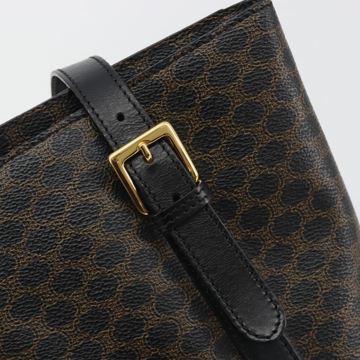 CELINE Macadam Canvas Shoulder Bag PVC Leather Black Gold Auth 190902A
