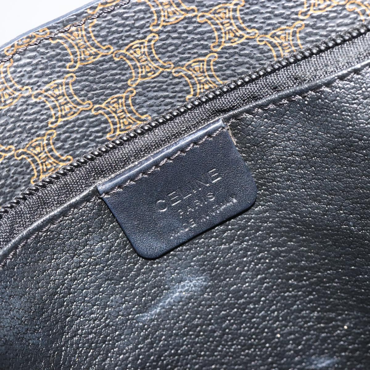 CELINE Macadam Canvas Shoulder Bag PVC Leather Black Gold Auth 190902A