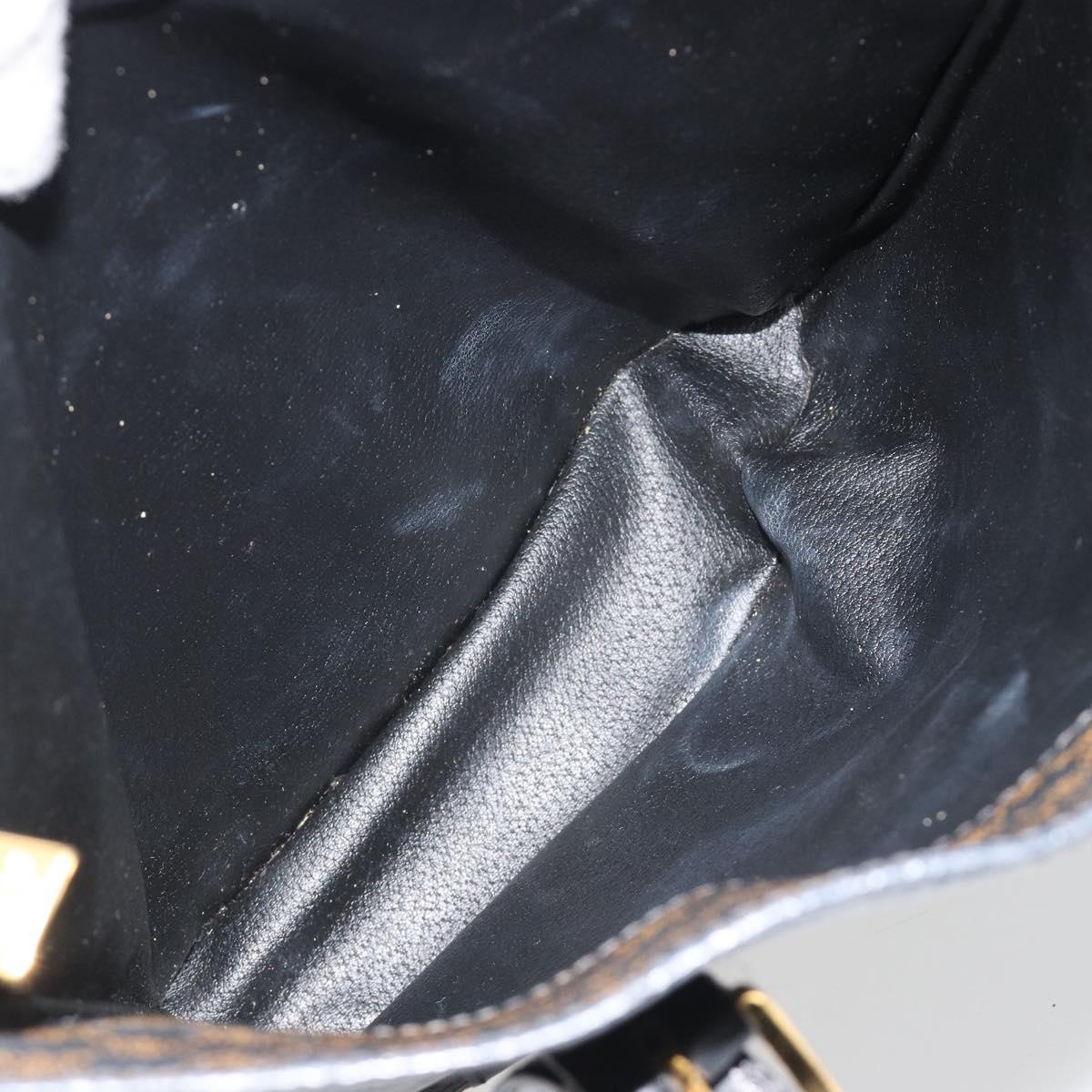 CELINE Macadam Canvas Shoulder Bag PVC Leather Black Gold Auth 190902A