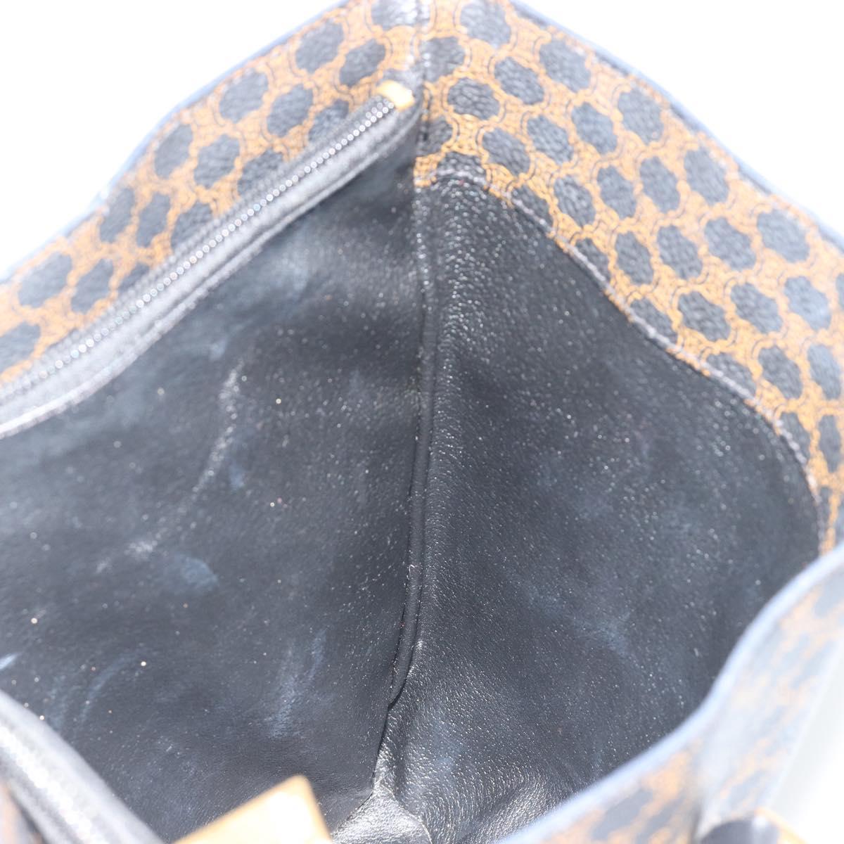 CELINE Macadam Canvas Shoulder Bag PVC Leather Black Gold Auth 190902A