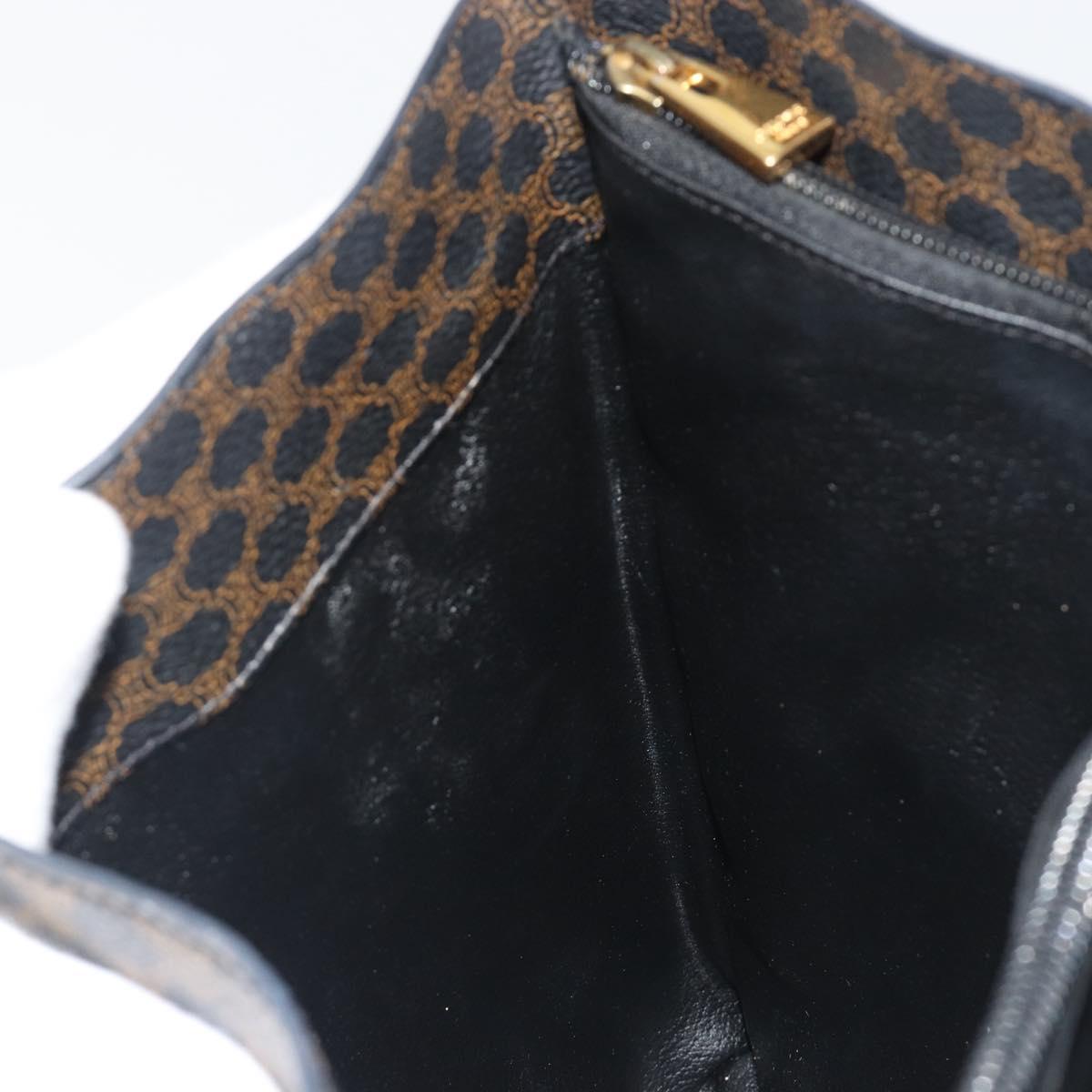 CELINE Macadam Canvas Shoulder Bag PVC Leather Black Gold Auth 190902A