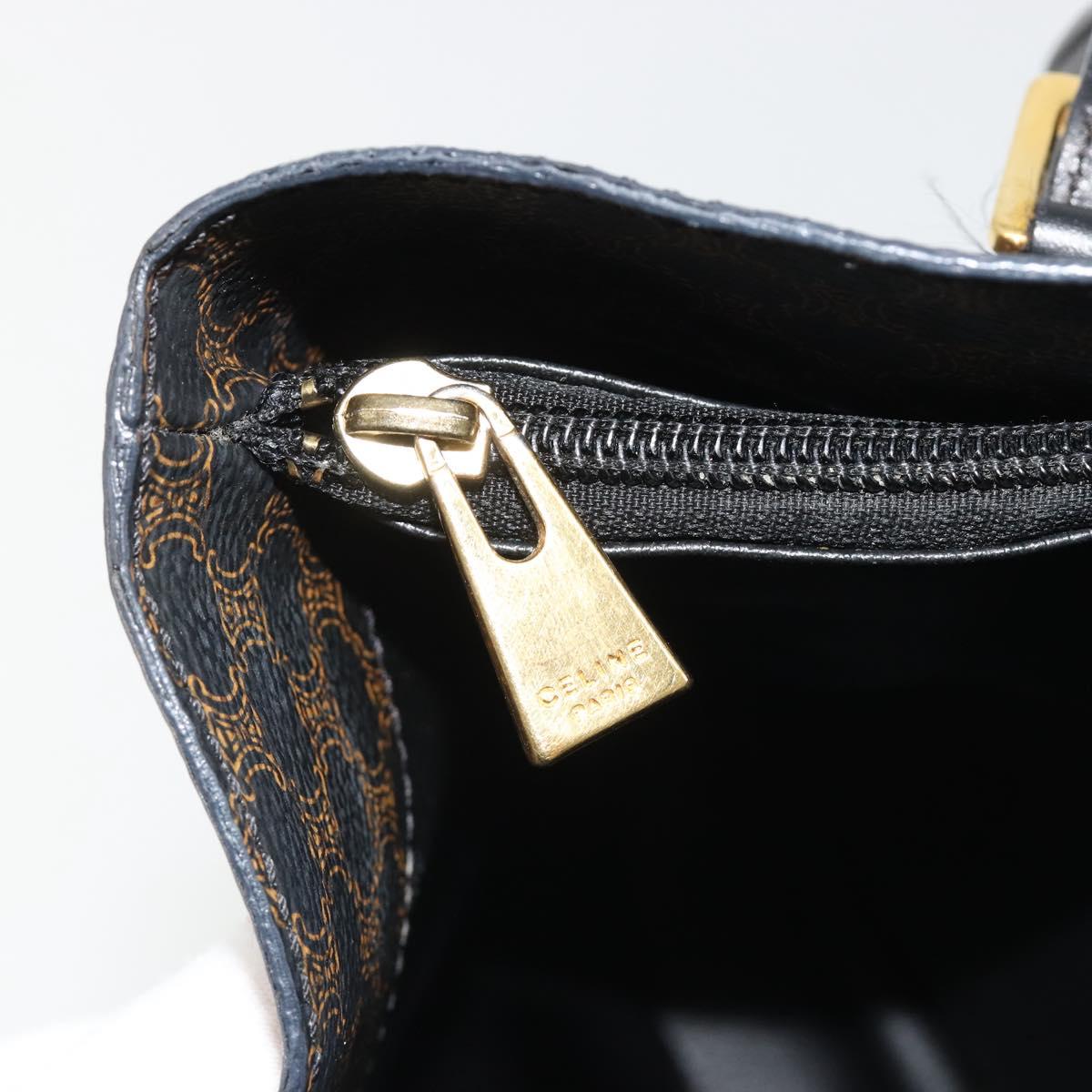 CELINE Macadam Canvas Shoulder Bag PVC Leather Black Gold Auth 190902A