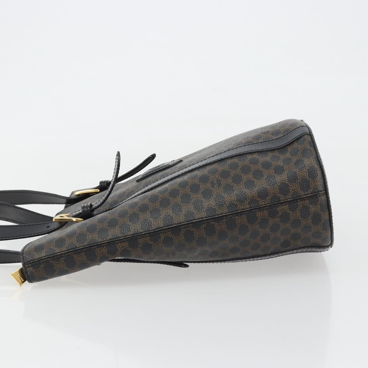 CELINE Macadam Canvas Shoulder Bag PVC Leather Black Gold Auth 190902A