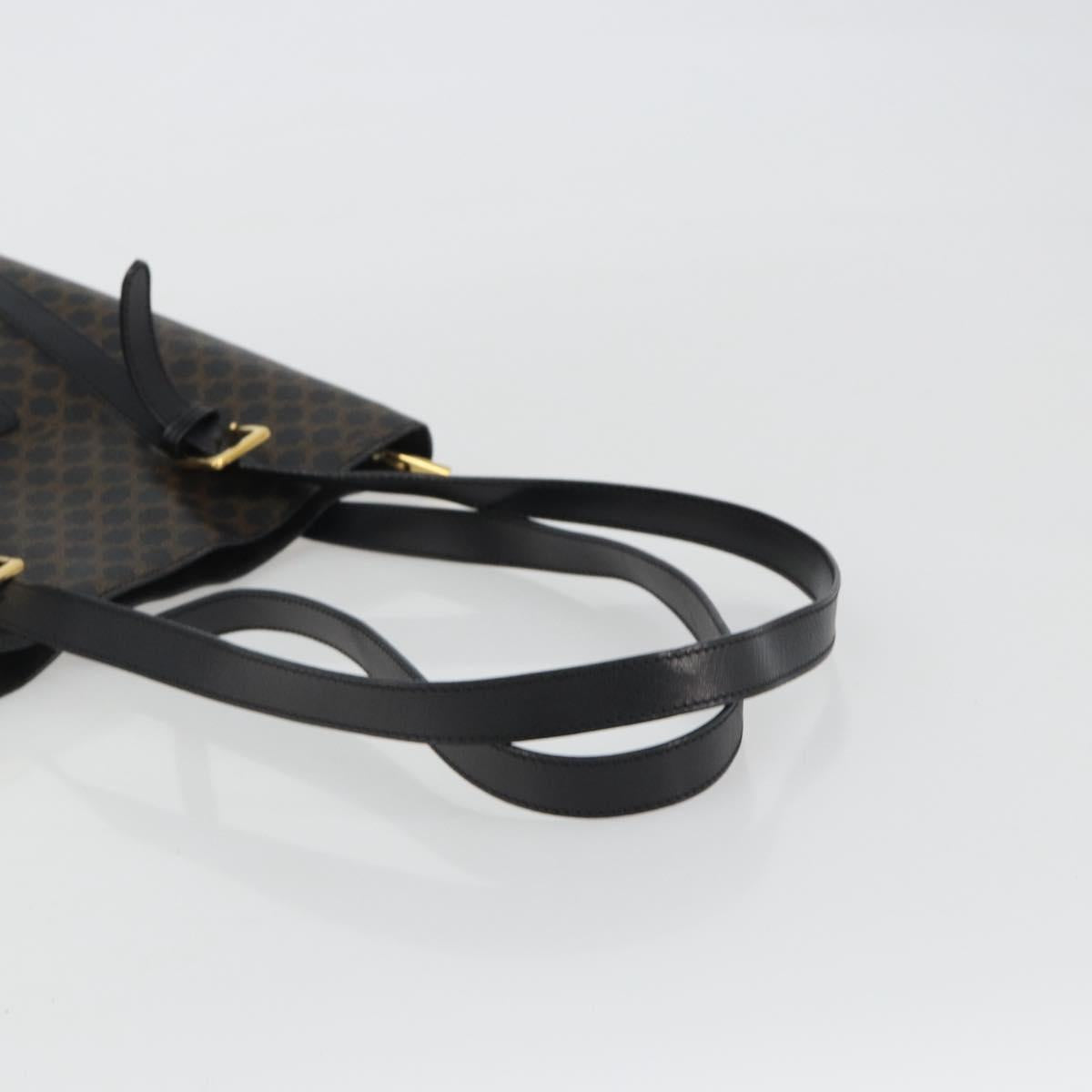 CELINE Macadam Canvas Shoulder Bag PVC Leather Black Gold Auth 190902A