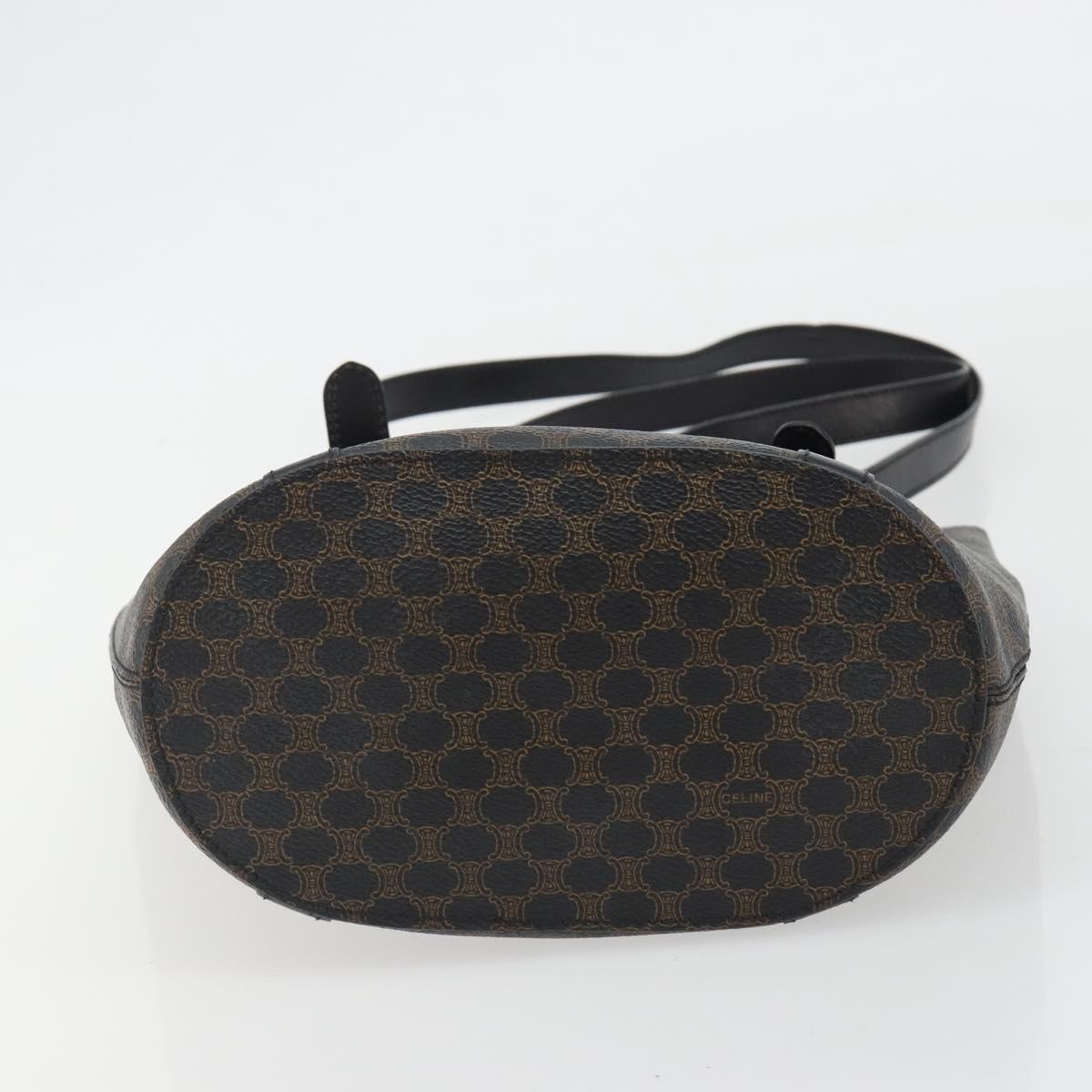 CELINE Macadam Canvas Shoulder Bag PVC Leather Black Gold Auth 190902A