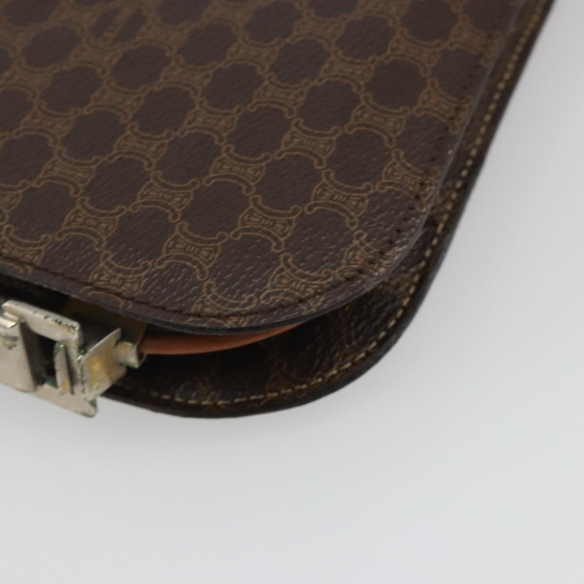 CELINE Macadam Canvas Shoulder Bag PVC Leather Brown Gold Auth 190905A