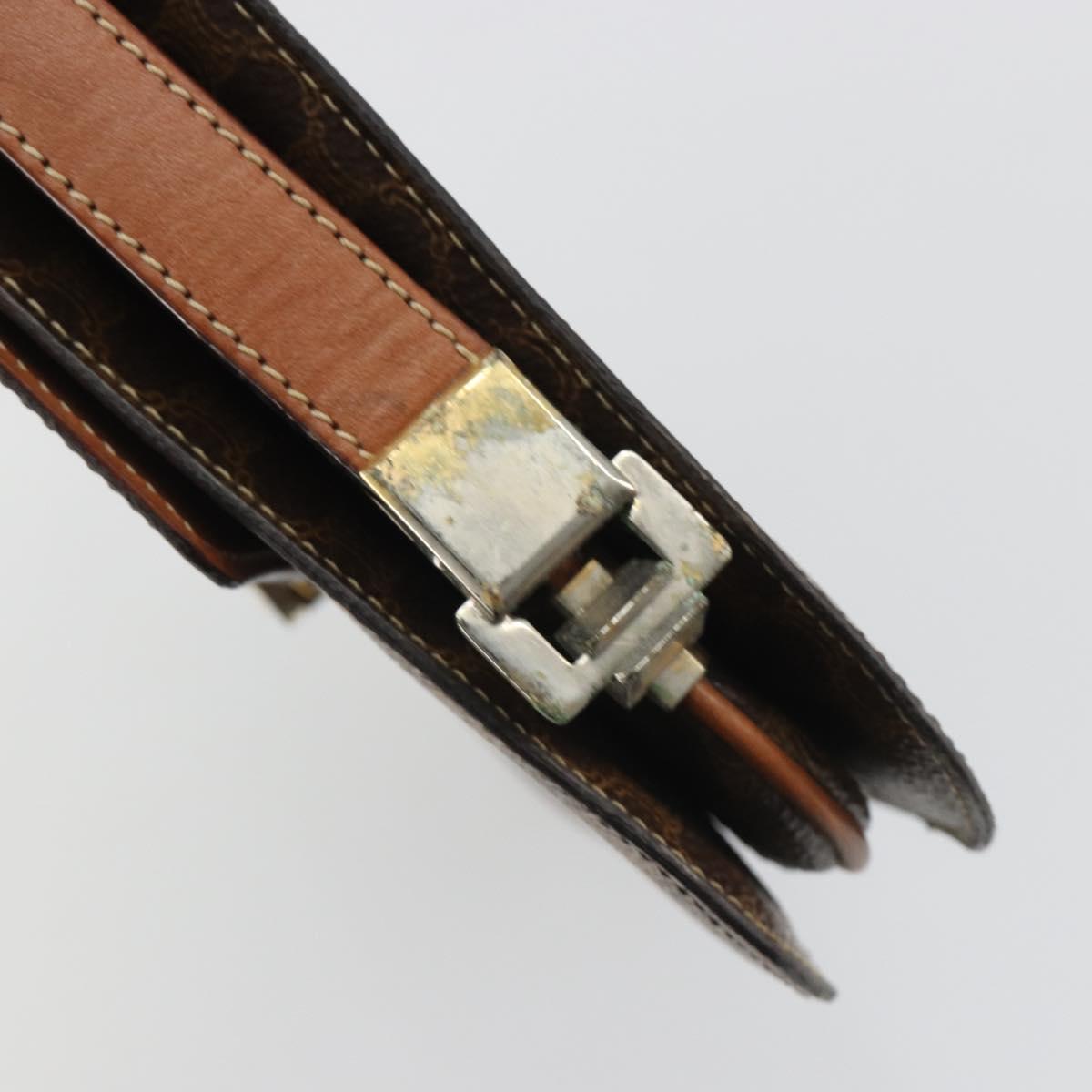 CELINE Macadam Canvas Shoulder Bag PVC Leather Brown Gold Auth 190905A
