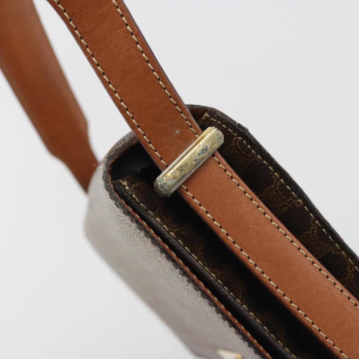 CELINE Macadam Canvas Shoulder Bag PVC Leather Brown Gold Auth 190905A