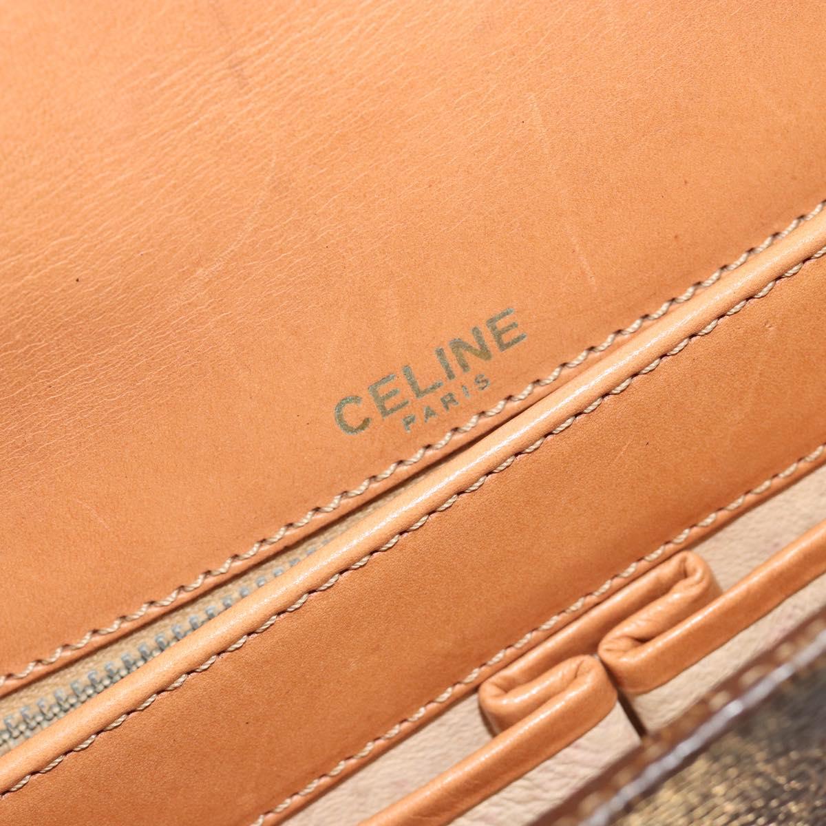 CELINE Macadam Canvas Shoulder Bag PVC Leather Brown Gold Auth 190905A