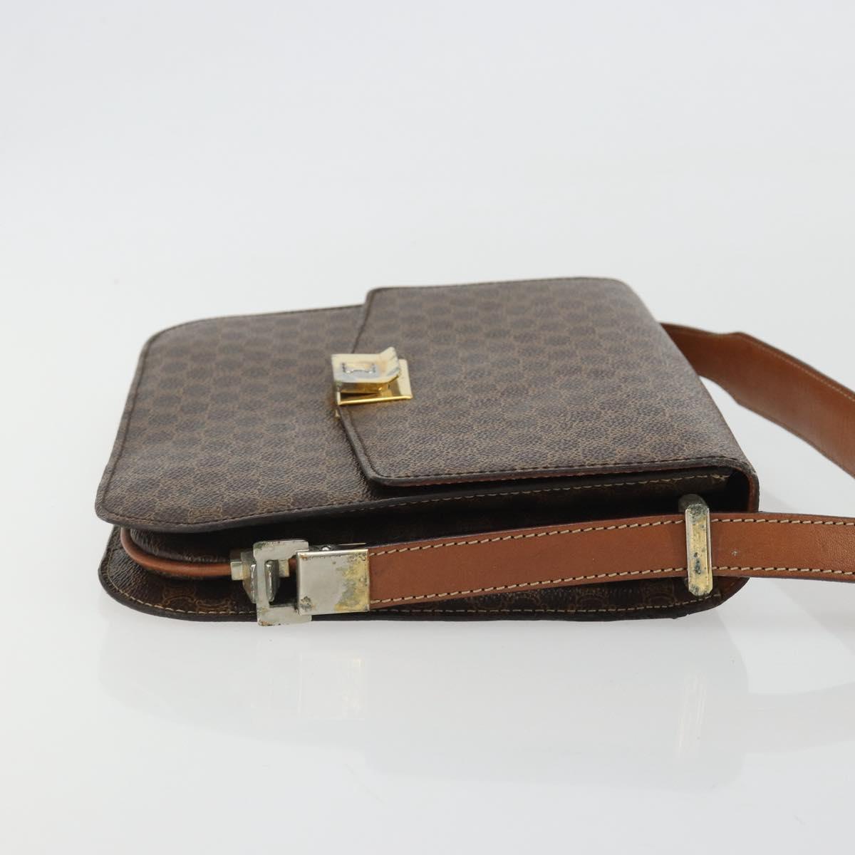 CELINE Macadam Canvas Shoulder Bag PVC Leather Brown Gold Auth 190905A