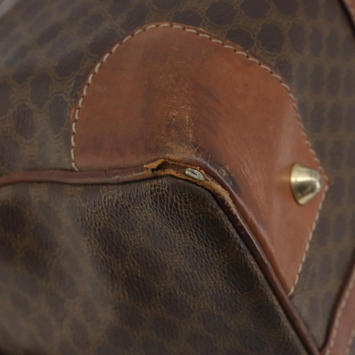CELINE Macadam Canvas Boston Bag PVC Leather Brown Gold Auth 190906