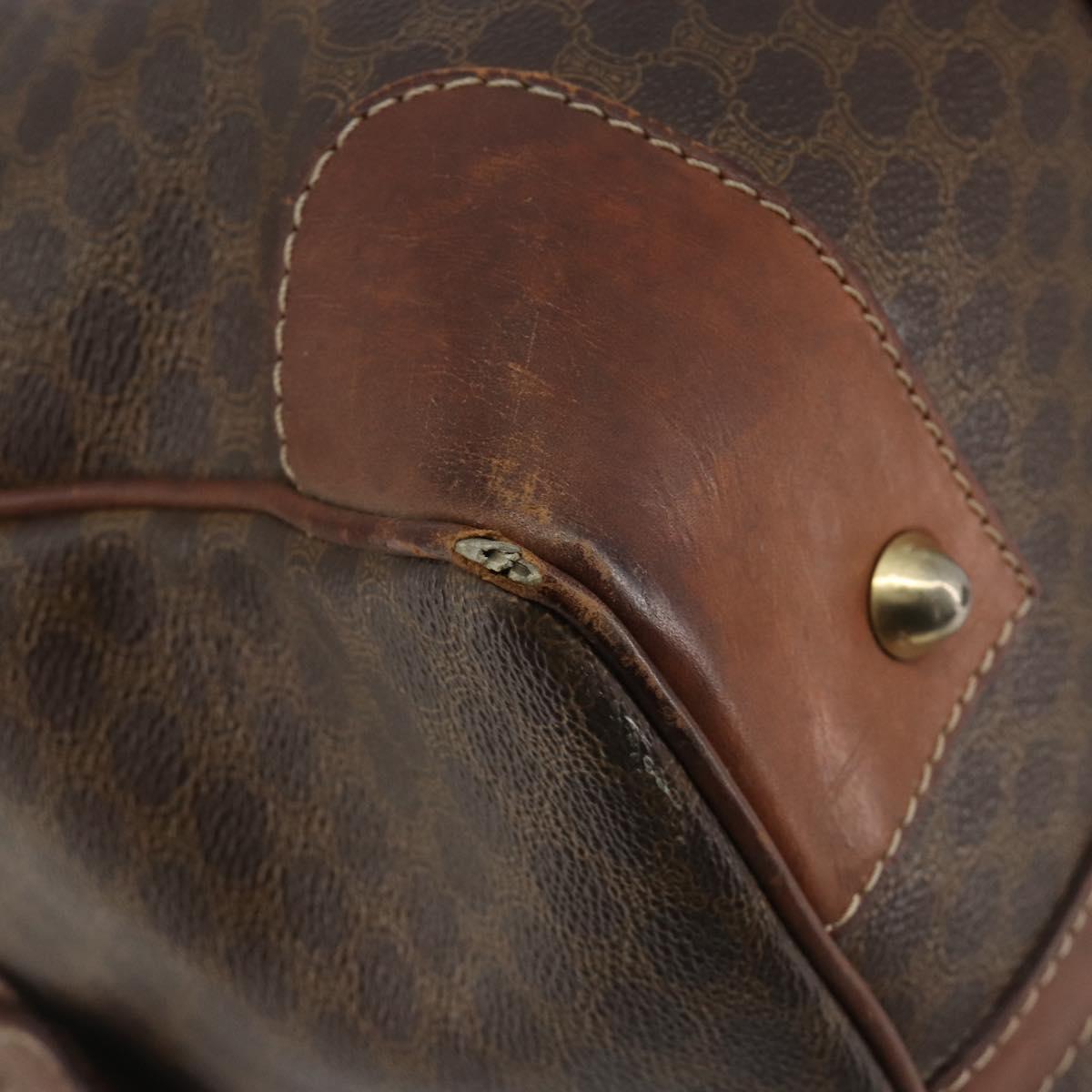 CELINE Macadam Canvas Boston Bag PVC Leather Brown Gold Auth 190906
