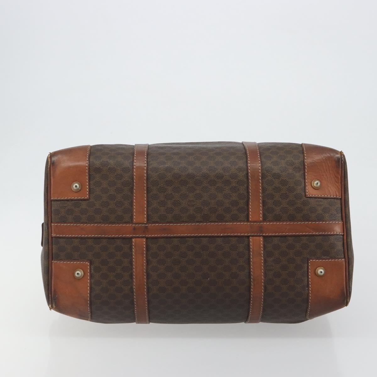 CELINE Macadam Canvas Boston Bag PVC Leather Brown Gold Auth 190906