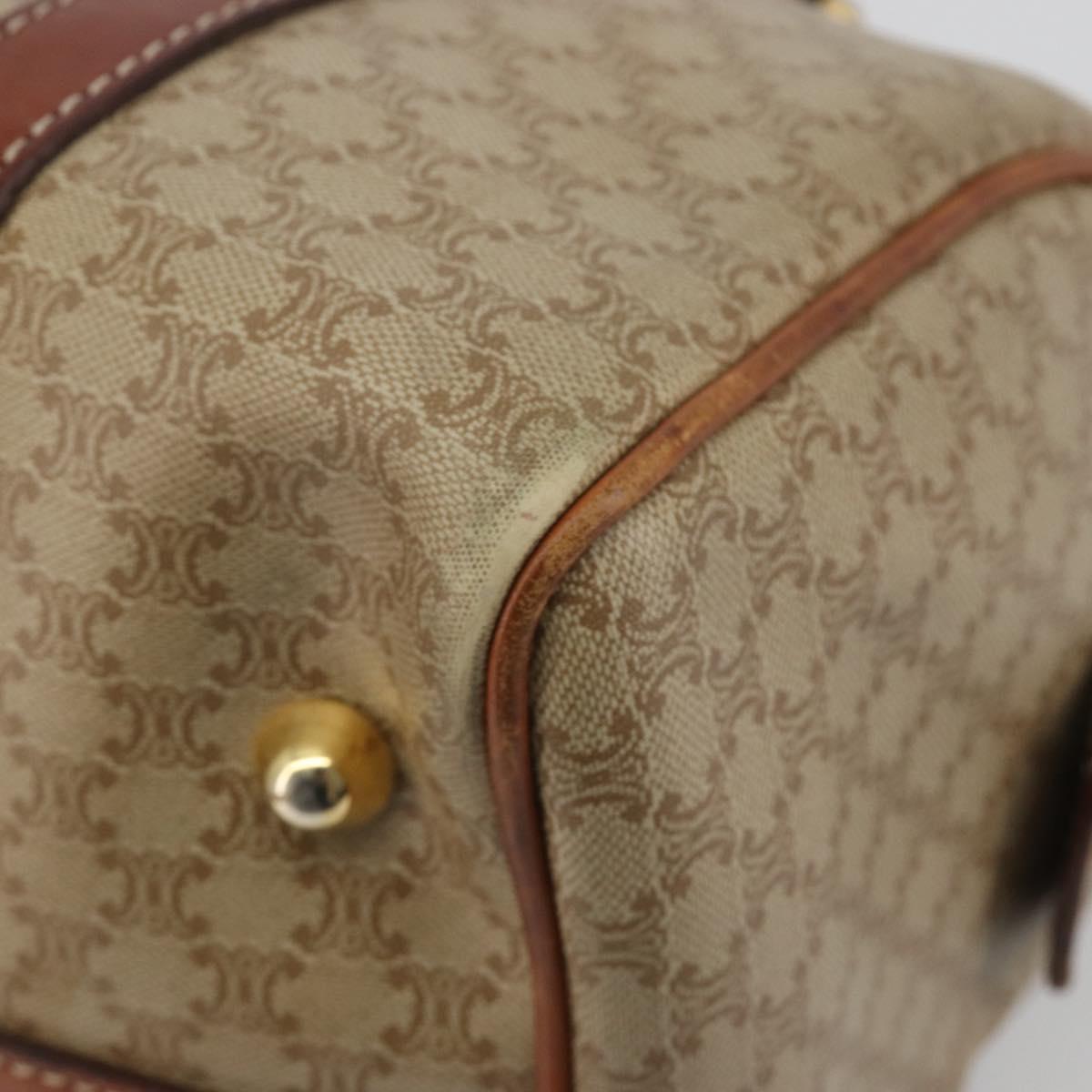CELINE Macadam Canvas Boston Bag PVC Beige Gold Auth 190908