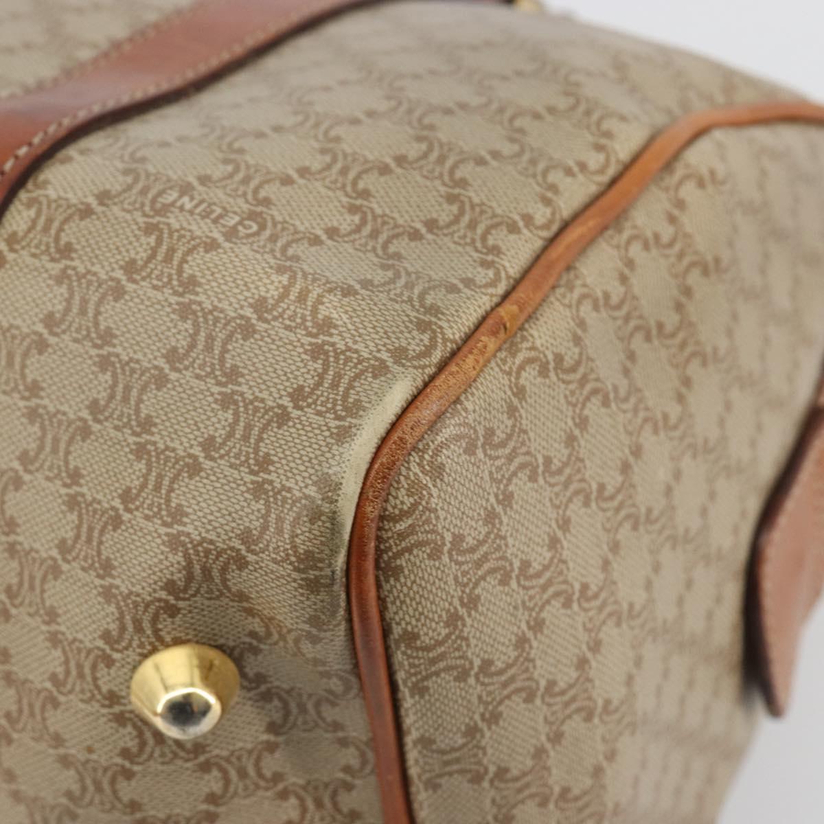 CELINE Macadam Canvas Boston Bag PVC Beige Gold Auth 190908