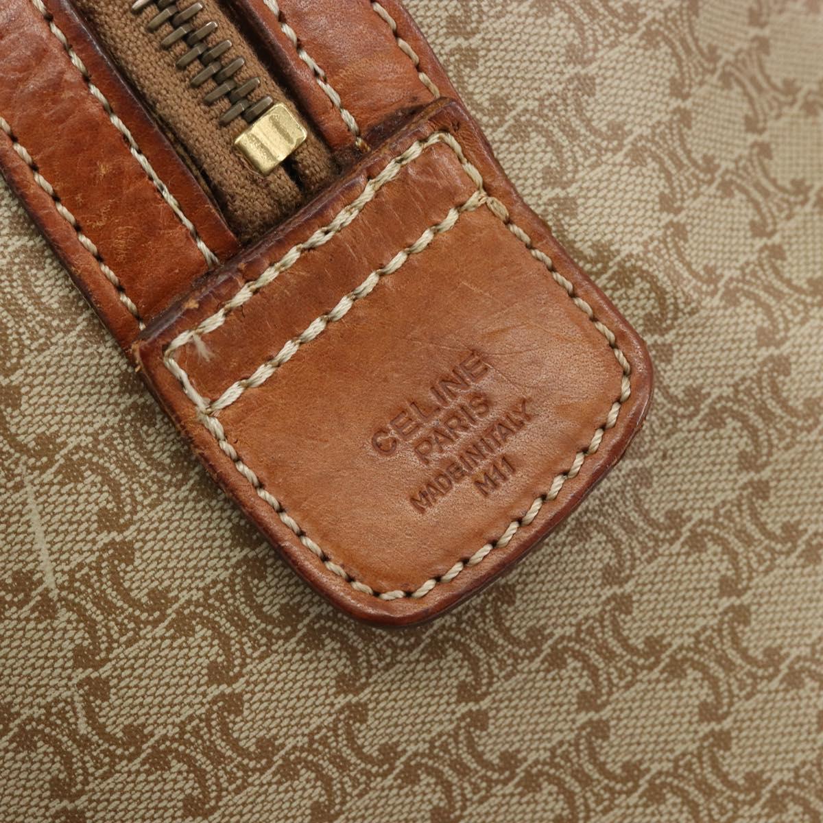 CELINE Macadam Canvas Boston Bag PVC Beige Gold Auth 190908