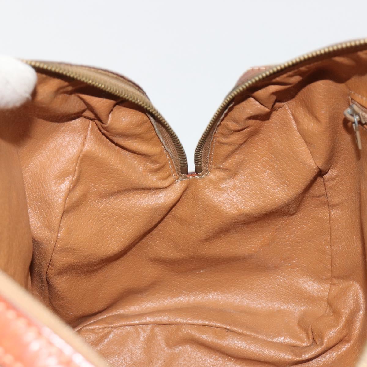 CELINE Macadam Canvas Boston Bag PVC Beige Gold Auth 190908