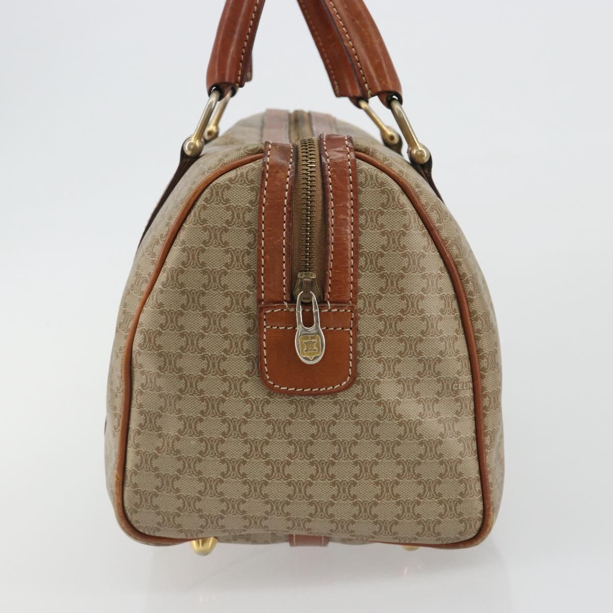 CELINE Macadam Canvas Boston Bag PVC Beige Gold Auth 190908