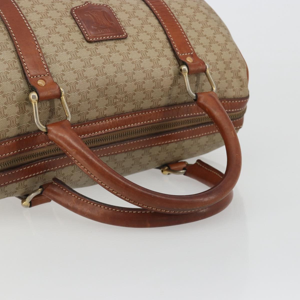 CELINE Macadam Canvas Boston Bag PVC Beige Gold Auth 190908