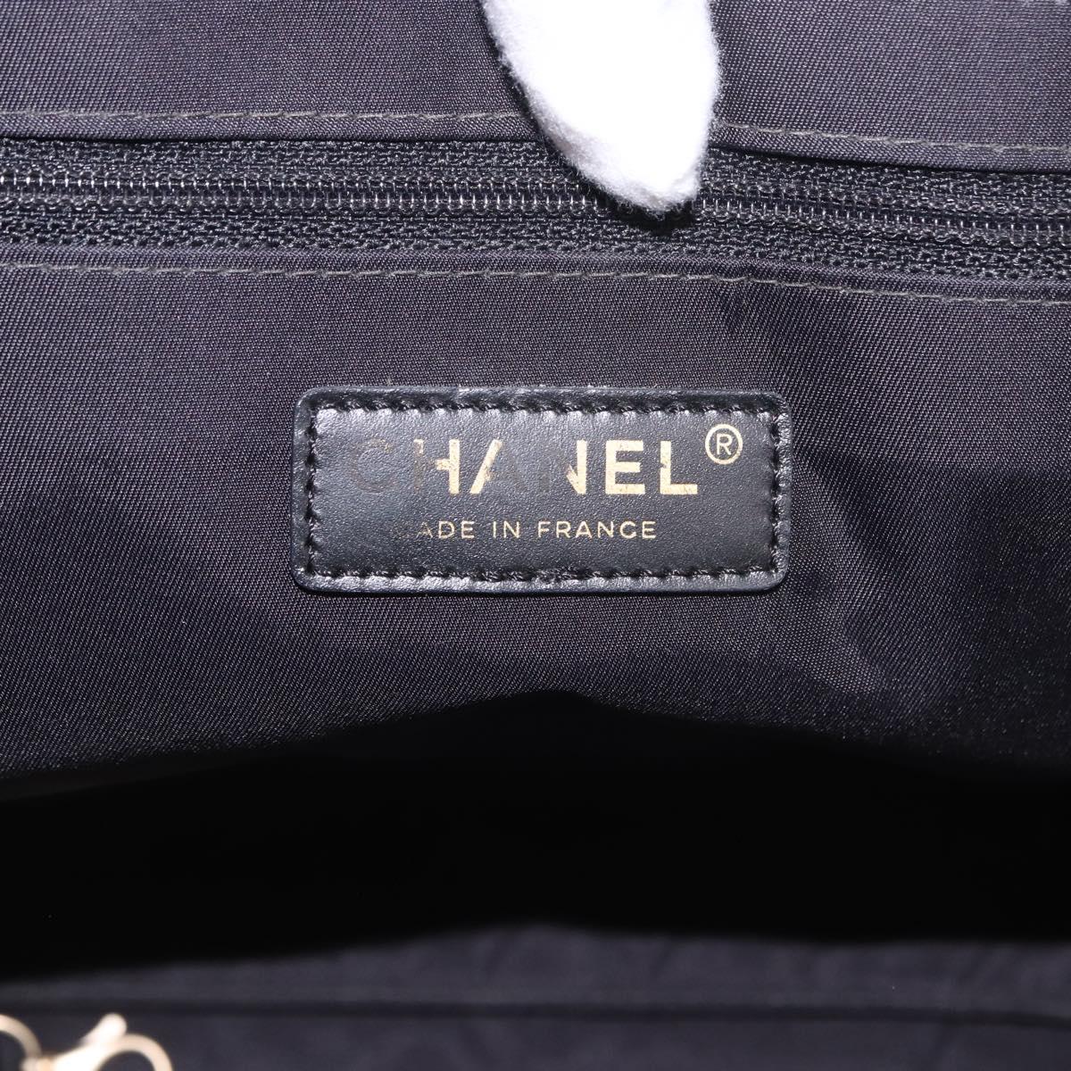 CHANEL New Travel Line Tote Bag Canvas Black Gold CC Auth 190911