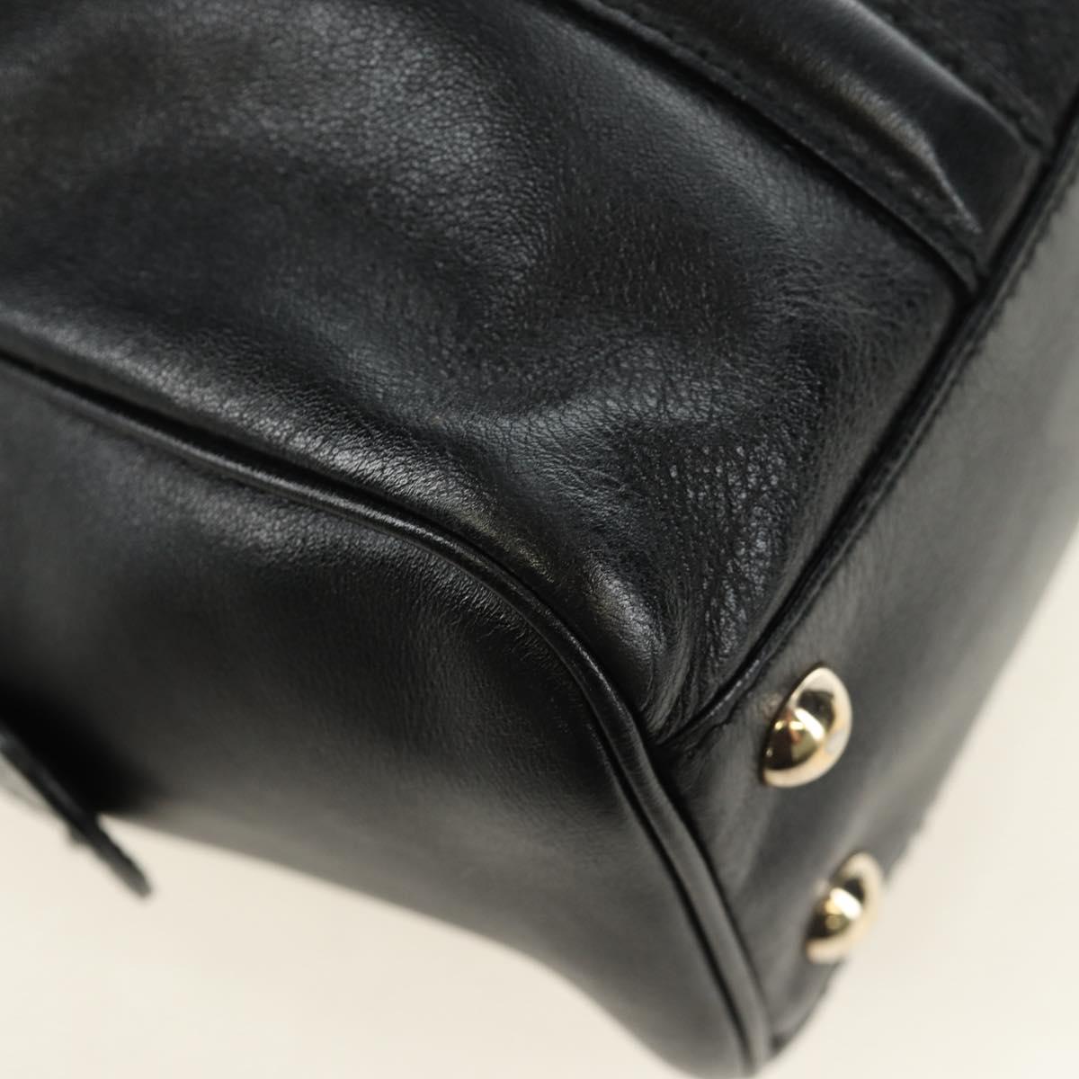 GUCCI Hand Bag Leather Black Gold 170009 Auth 190912SAV