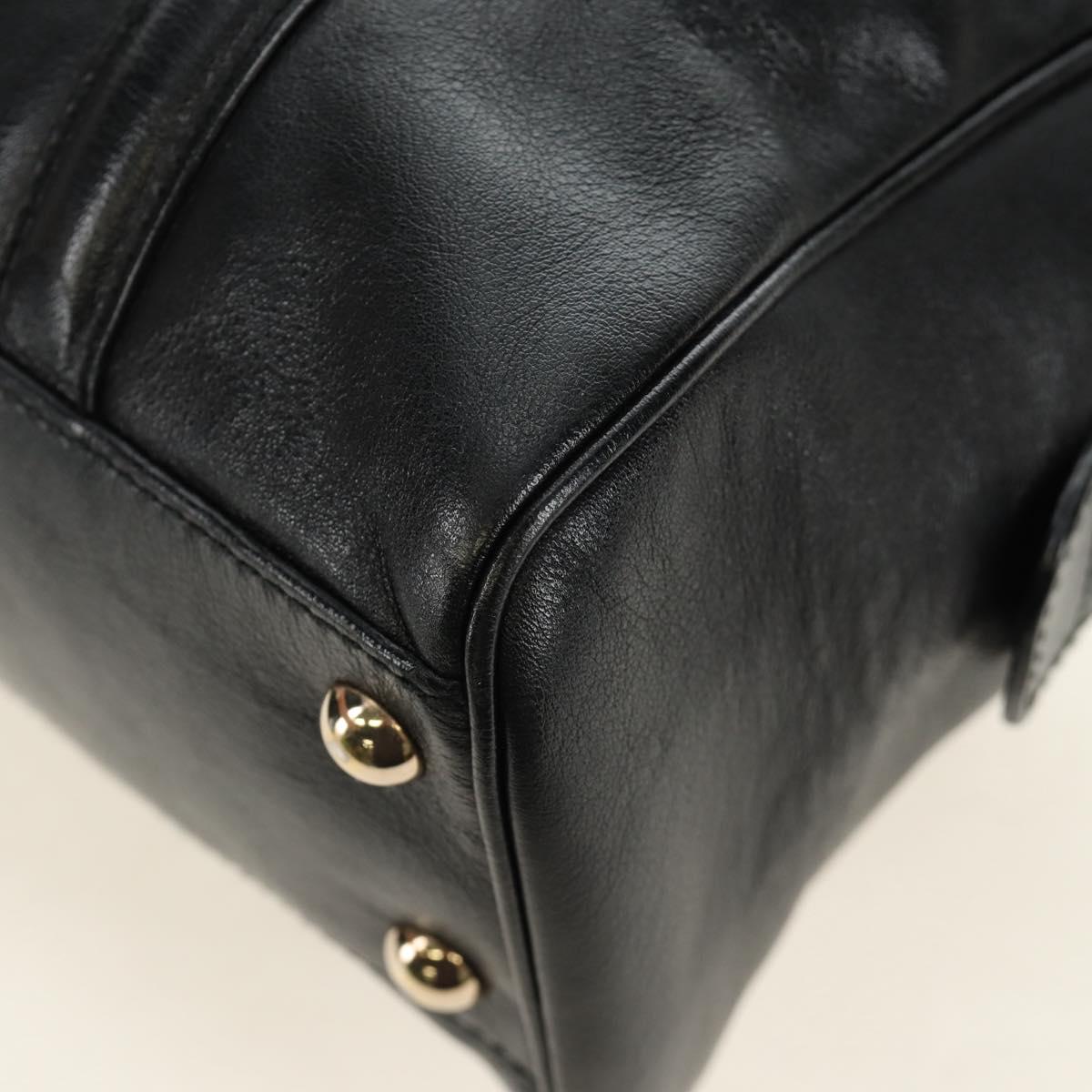 GUCCI Hand Bag Leather Black Gold 170009 Auth 190912SAV
