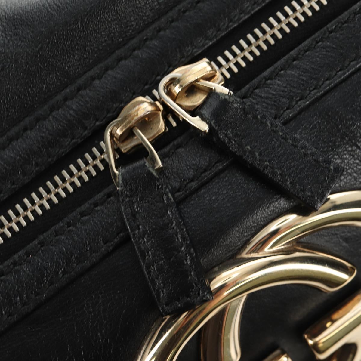 GUCCI Hand Bag Leather Black Gold 170009 Auth 190912SAV