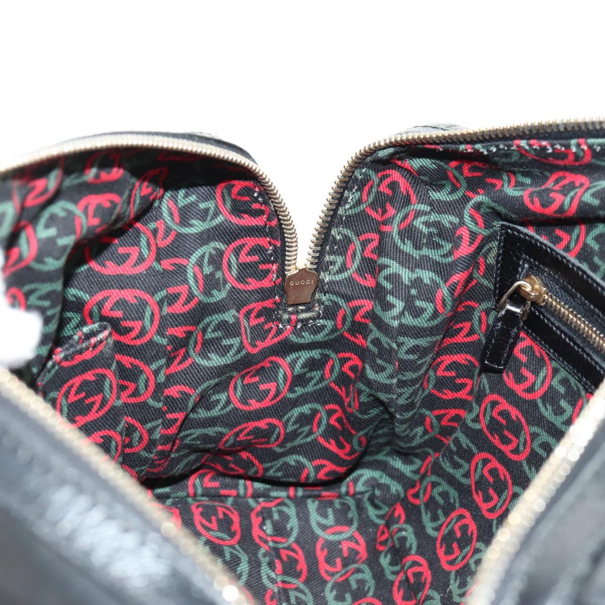 GUCCI Hand Bag Leather Black Gold 170009 Auth 190912SAV