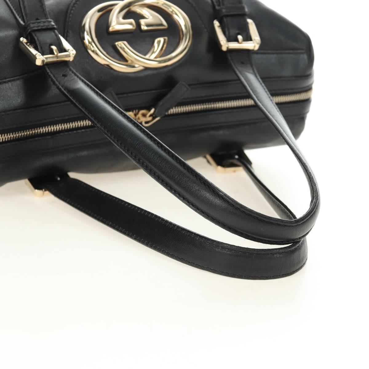 GUCCI Hand Bag Leather Black Gold 170009 Auth 190912SAV