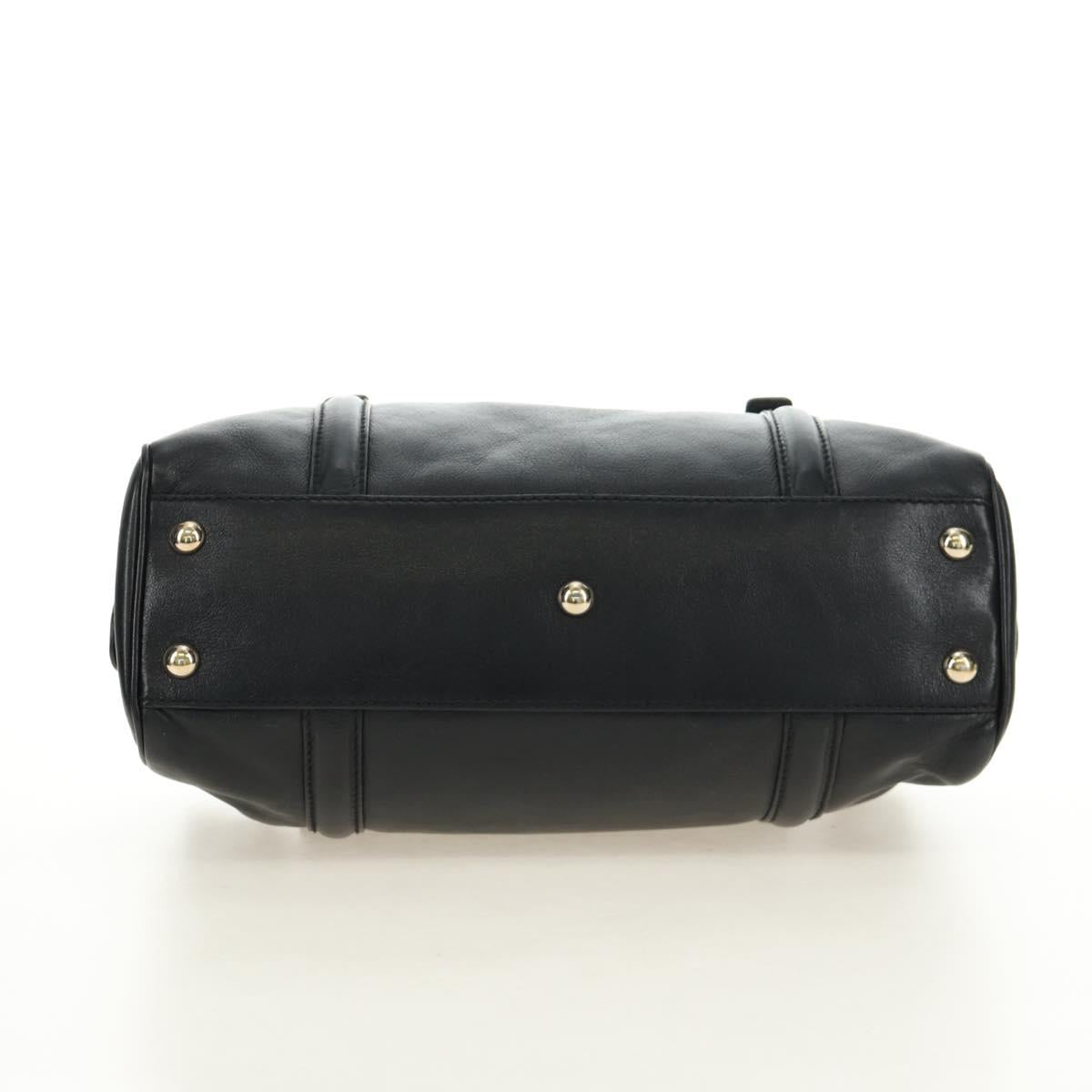 GUCCI Hand Bag Leather Black Gold 170009 Auth 190912SAV