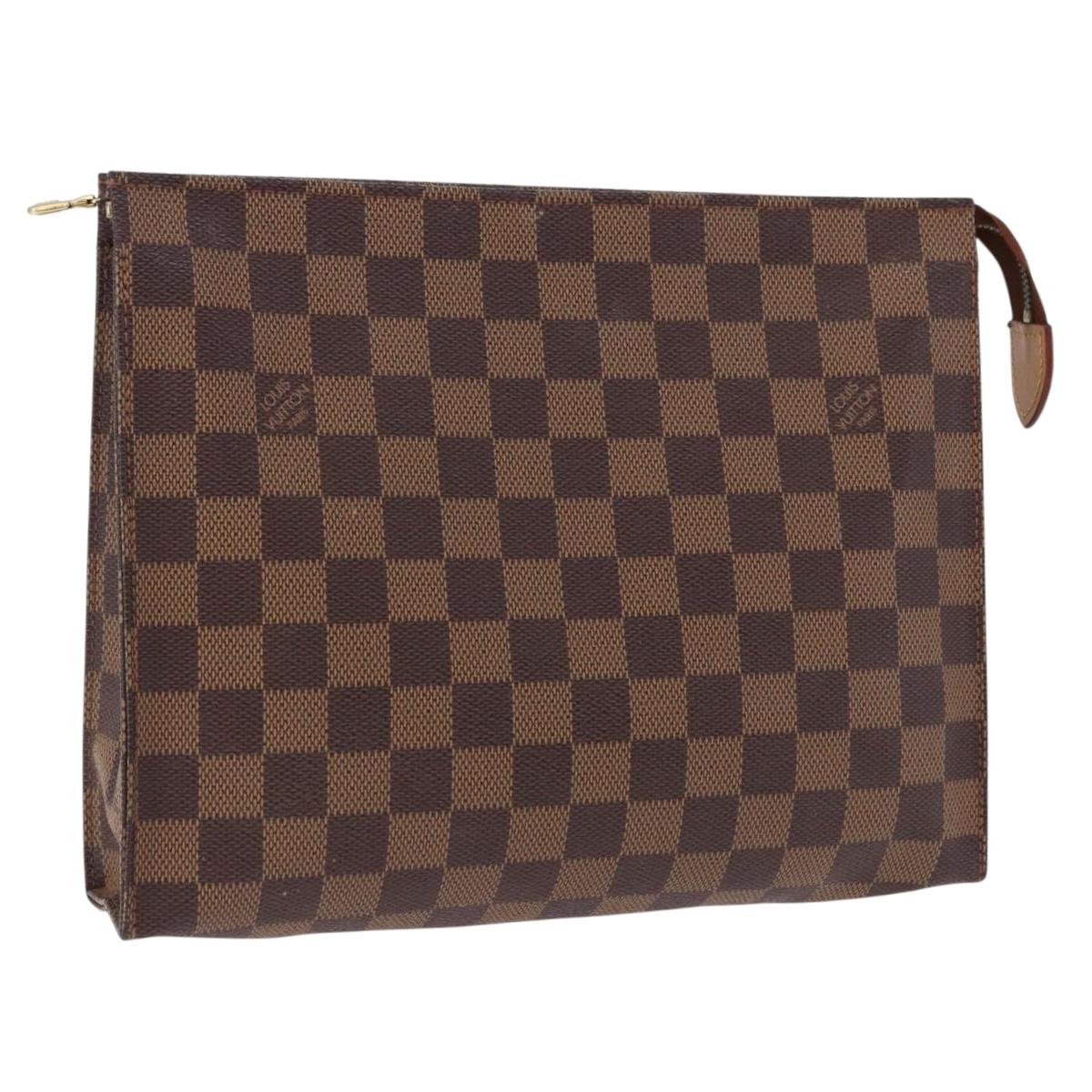 LOUIS VUITTON Damier Ebene Poche Toilette 26 Pouch N47543 LV Auth 190914
