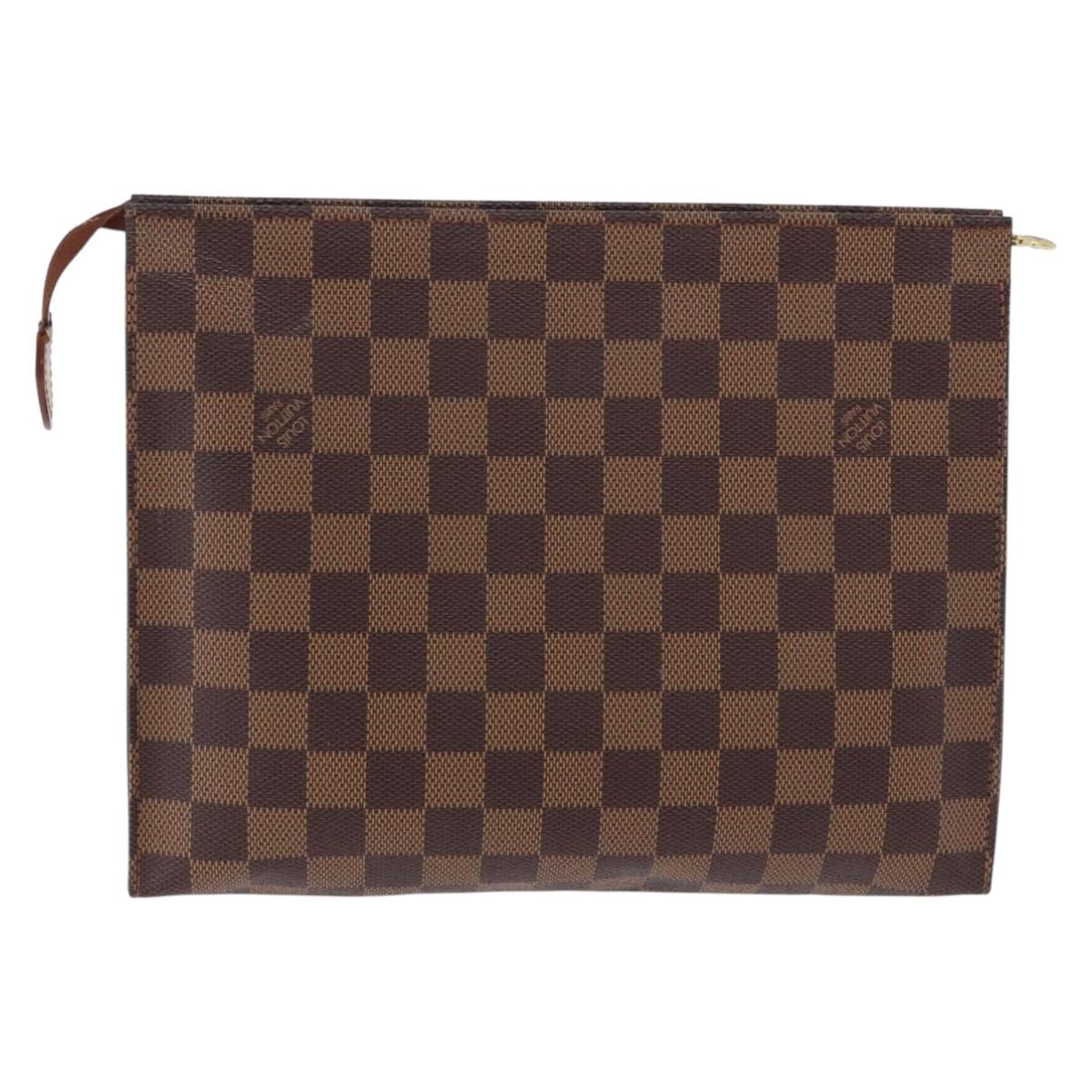 LOUIS VUITTON Damier Ebene Poche Toilette 26 Pouch N47543 LV Auth 190914