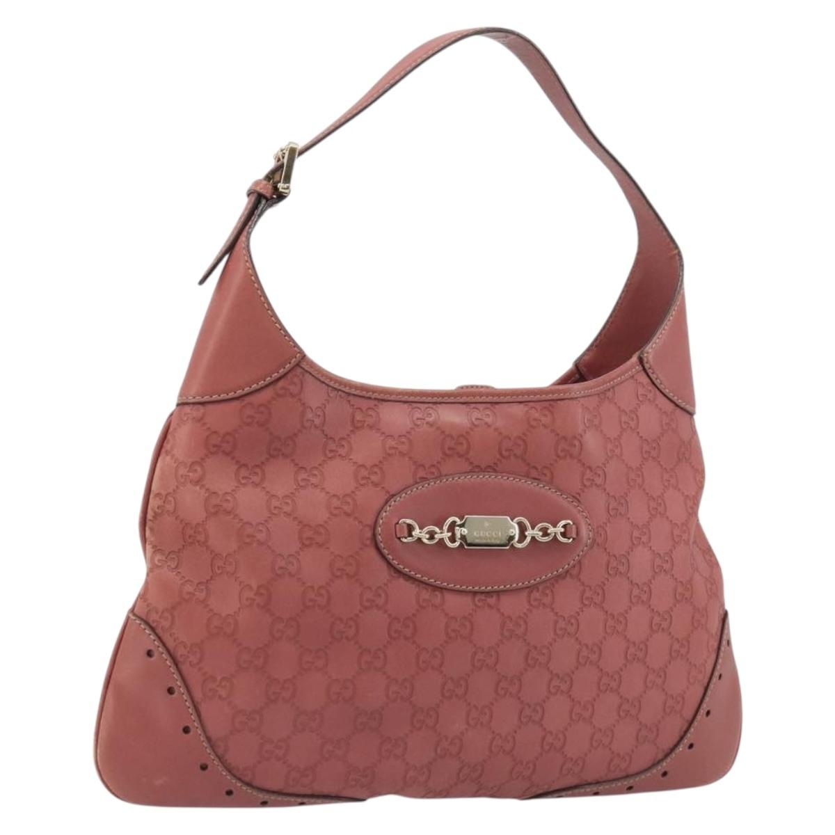 GUCCI GG Canvas Guccissima Horsebit Bag Leather Pink Gold 145781 Auth 190915