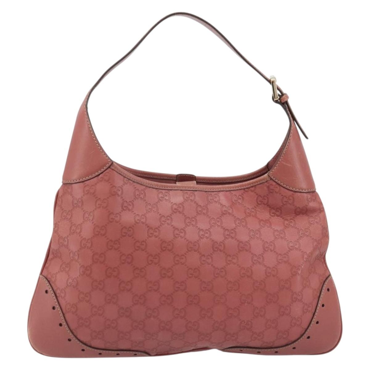 GUCCI GG Canvas Guccissima Horsebit Bag Leather Pink Gold 145781 Auth 190915