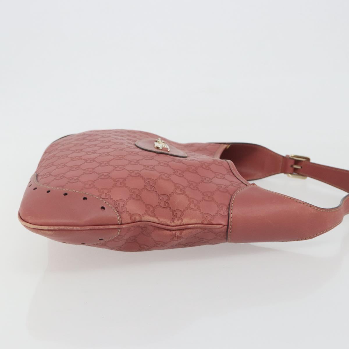 GUCCI GG Canvas Guccissima Horsebit Bag Leather Pink Gold 145781 Auth 190915