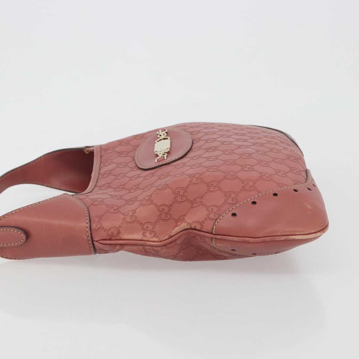 GUCCI GG Canvas Guccissima Horsebit Bag Leather Pink Gold 145781 Auth 190915