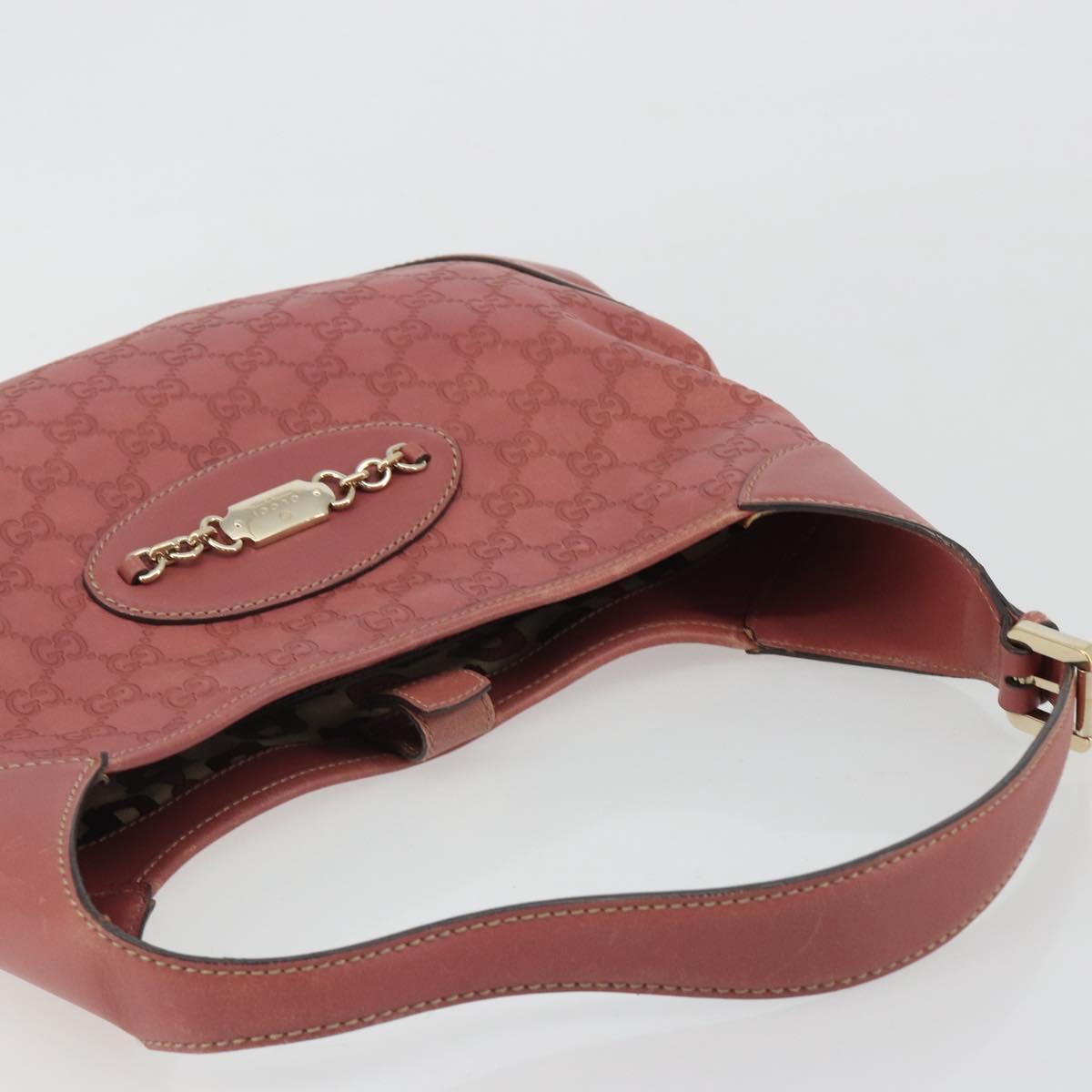 GUCCI GG Canvas Guccissima Horsebit Bag Leather Pink Gold 145781 Auth 190915