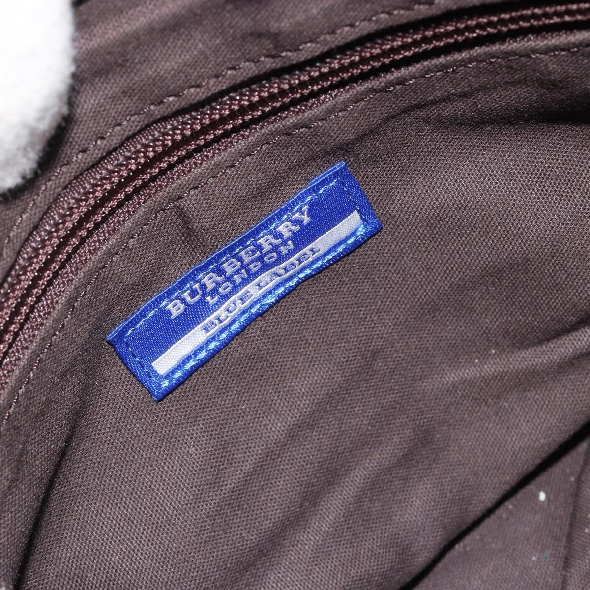 BURBERRY Nova Check Blue Label Hand Bag Canvas Green Gold Auth 190918A