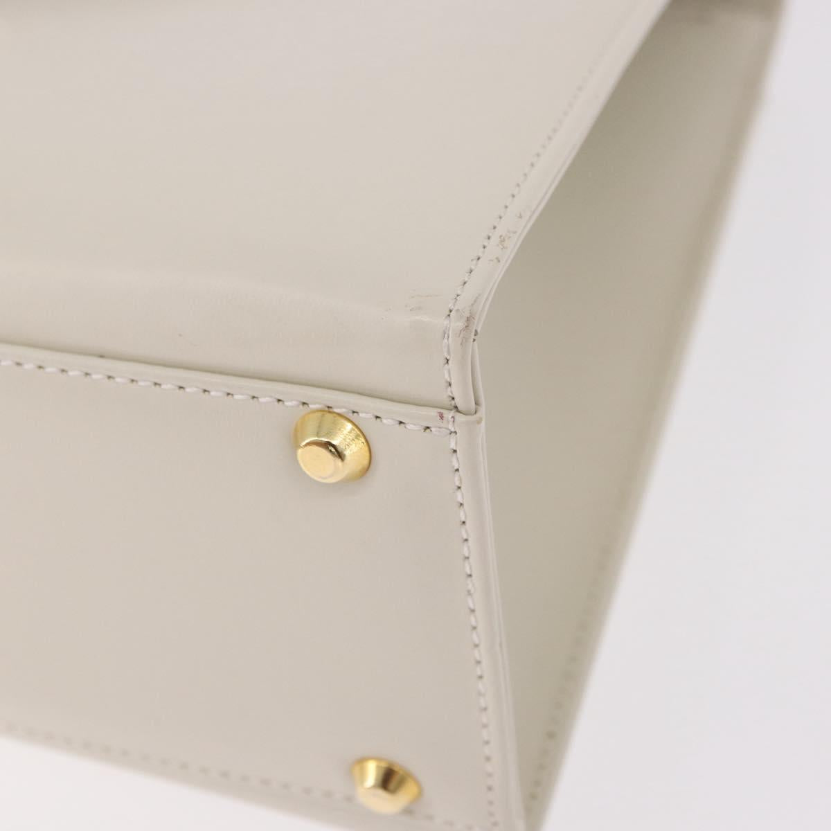 SAINT LAURENT Hand Bag Leather White Gold Auth 190922