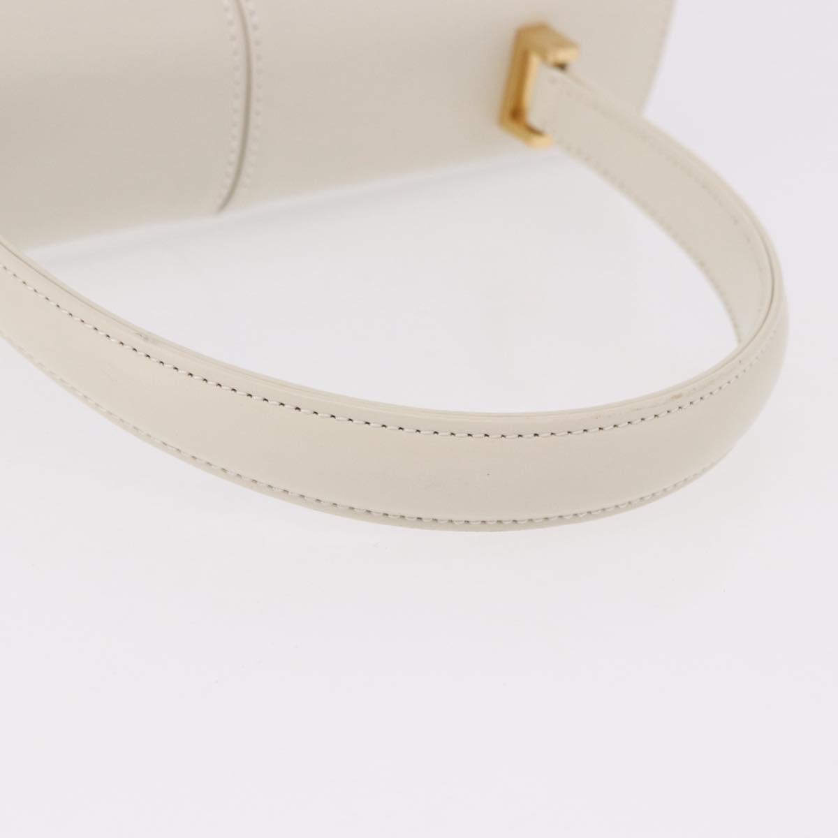SAINT LAURENT Hand Bag Leather White Gold Auth 190922