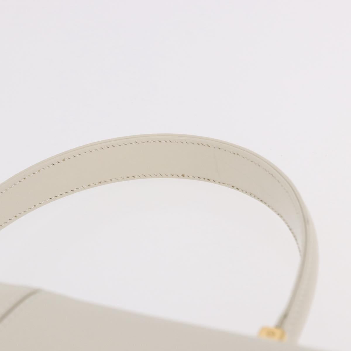 SAINT LAURENT Hand Bag Leather White Gold Auth 190922